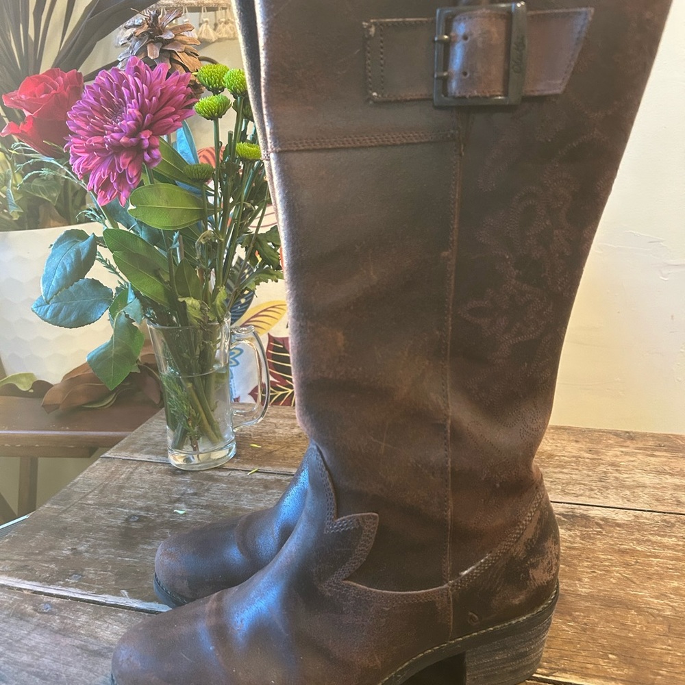 Olukai Emalani Distressed, Embroidered Leather Boots Color: French Roast - Picture 13 of 13